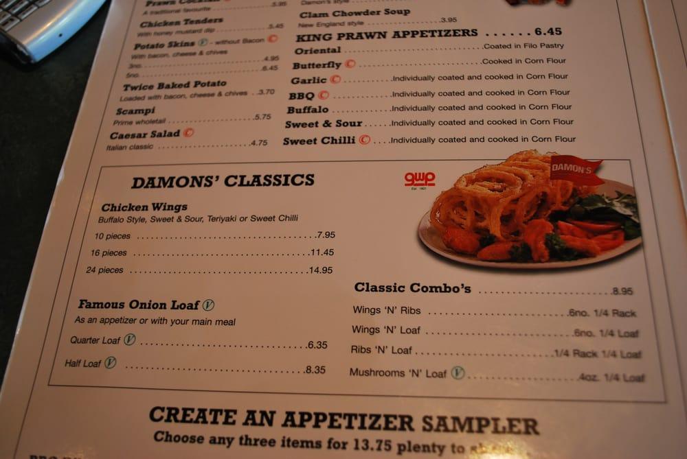 Menu at Damon's Restaurant, Lincoln