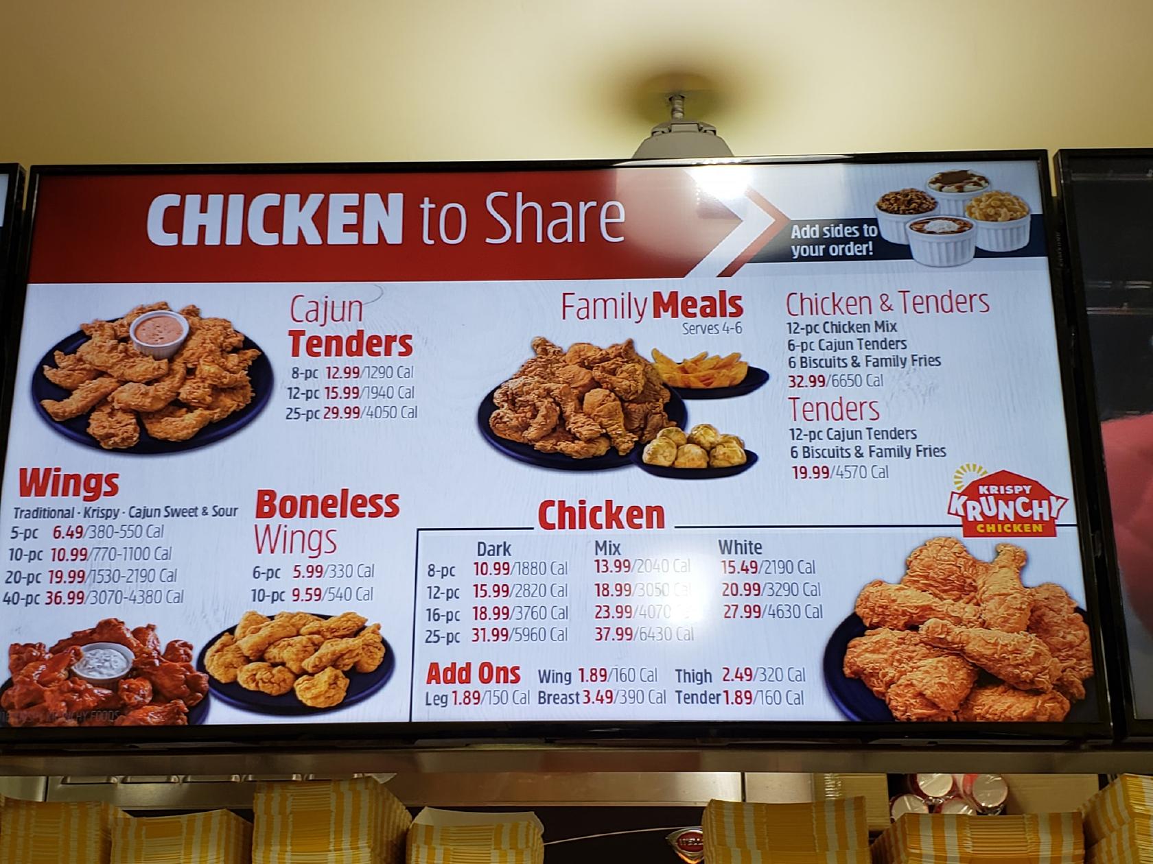 Menu at Krispy Krunchy Chicken fast food, Daly City