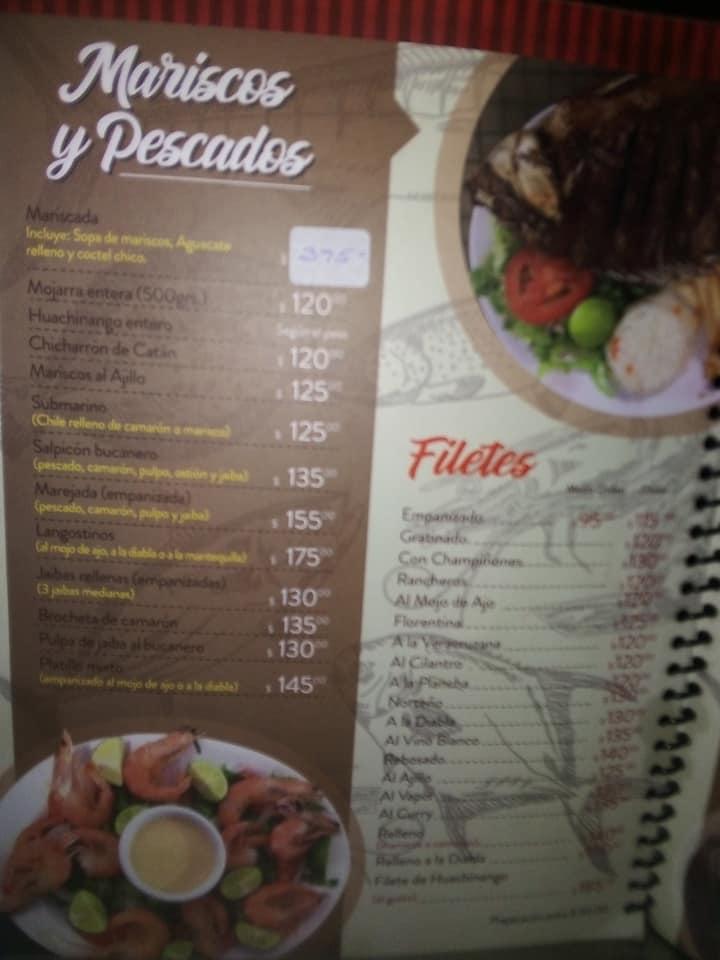 Menu at Mariscos el bucanero restaurant, Linares