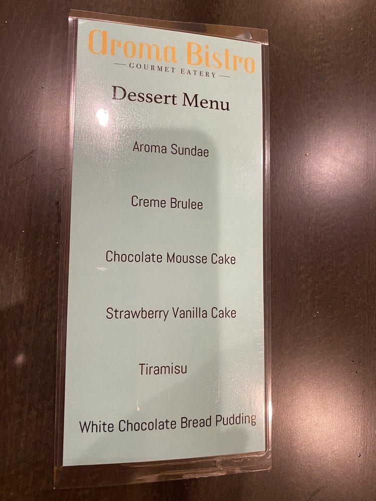Menu at Aroma Bistro restaurant, Smithville
