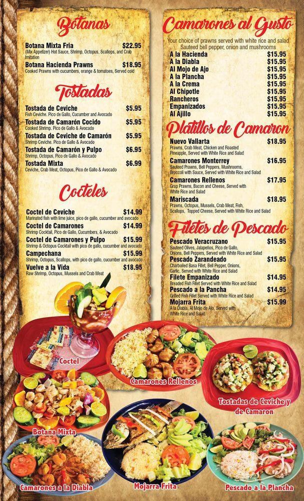 Menu at La Hacienda San Rafael restaurant, San Rafael