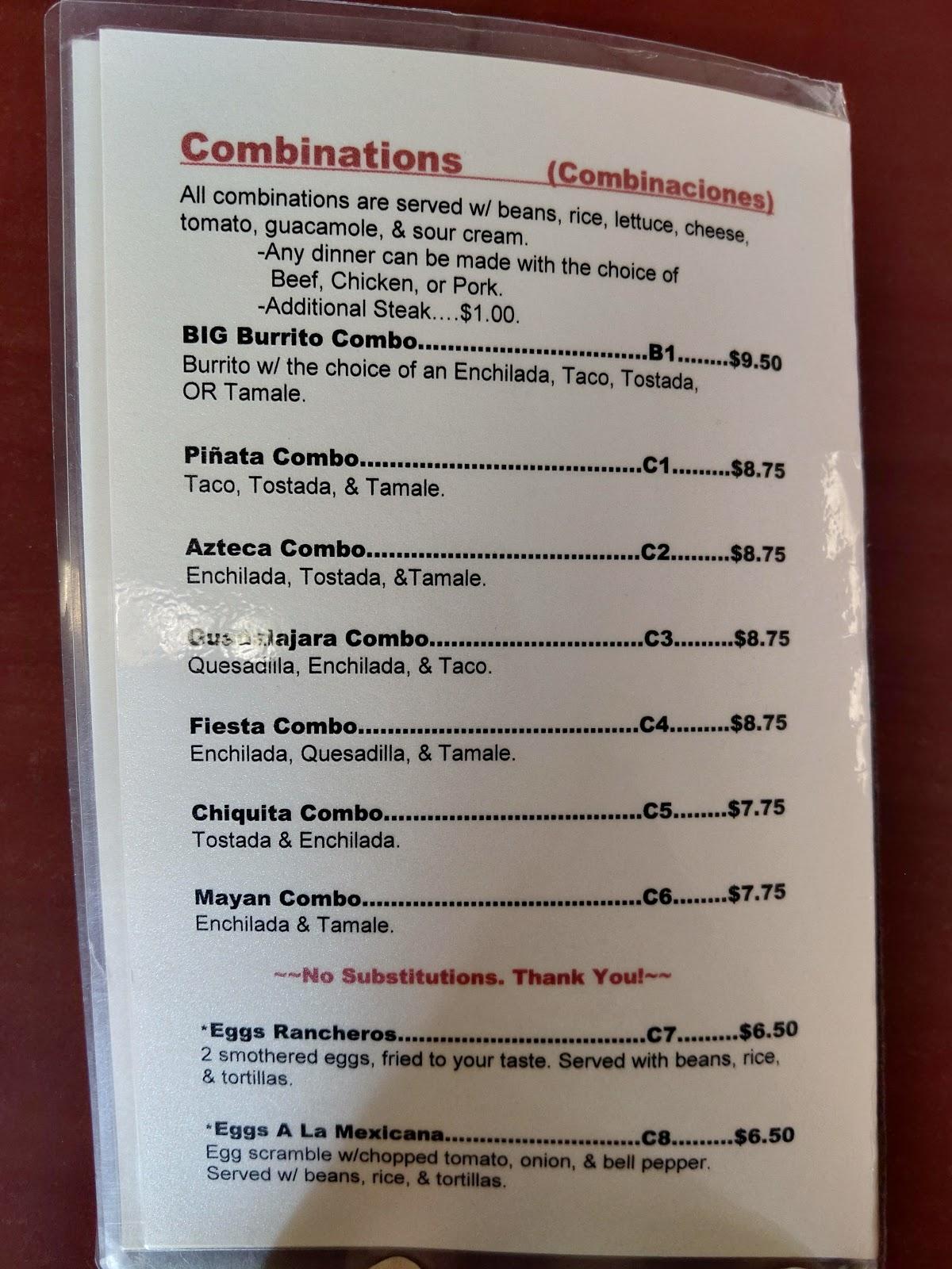 Menu at Fajitas Mexican Restaurant, Wiggins