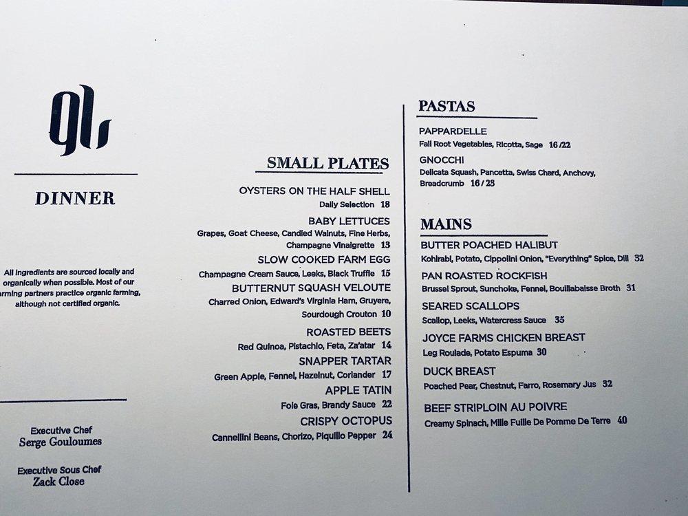 Carta de Glass Light Restaurant, Norfolk