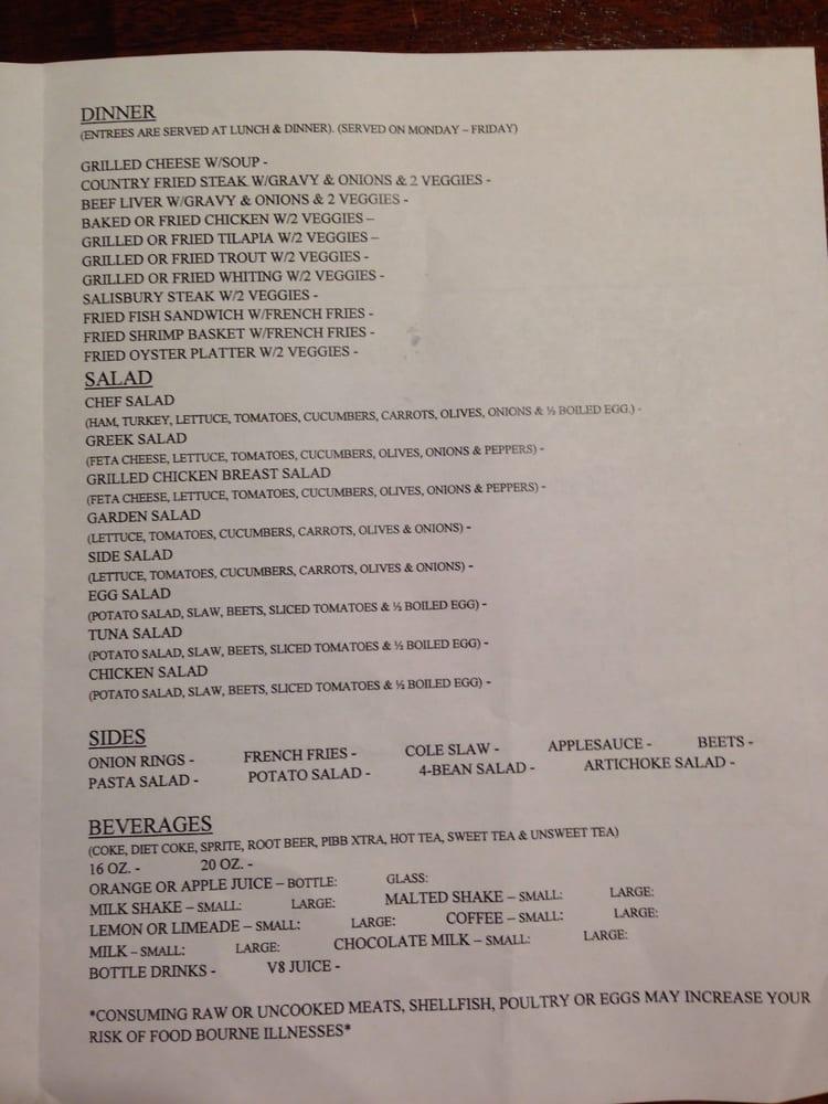 Menu at Westbury Cafe, Richmond