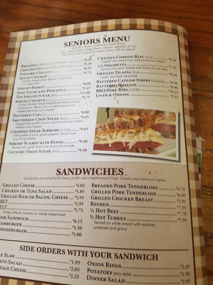 Menu at Frontier Cafe, Grinnell