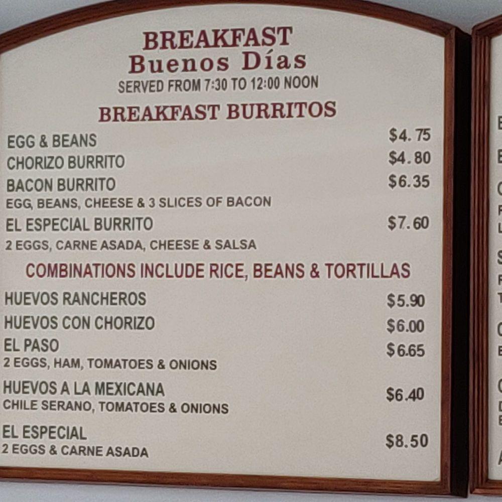 Menu at Campos Famous Burritos restaurant, Simi Valley