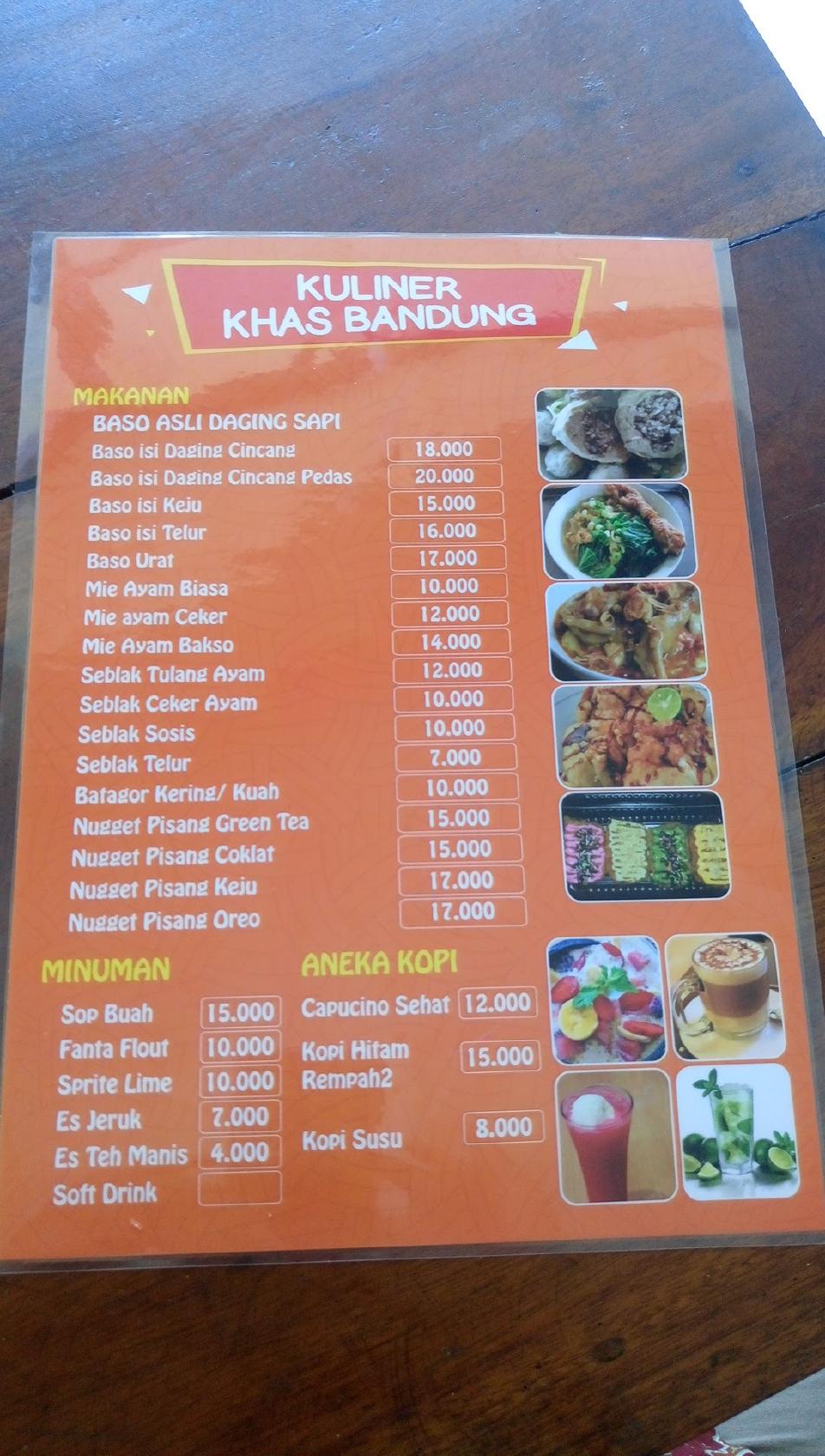 Menu at Kuliner Khas Bandung restaurant, Sendangadi