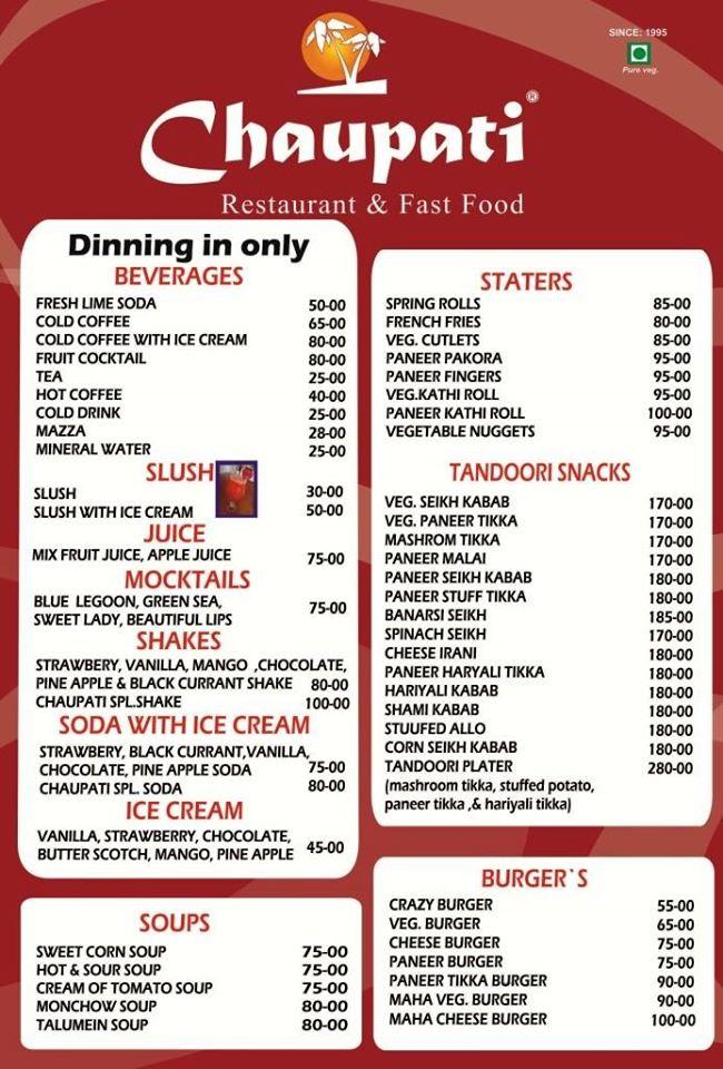 A.P. Takeaways menu