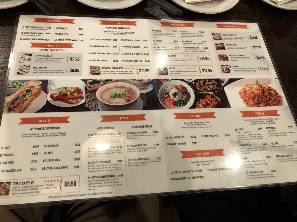 Menu at Chopstix Vietnamese, Korean, And Boba Tea restaurant