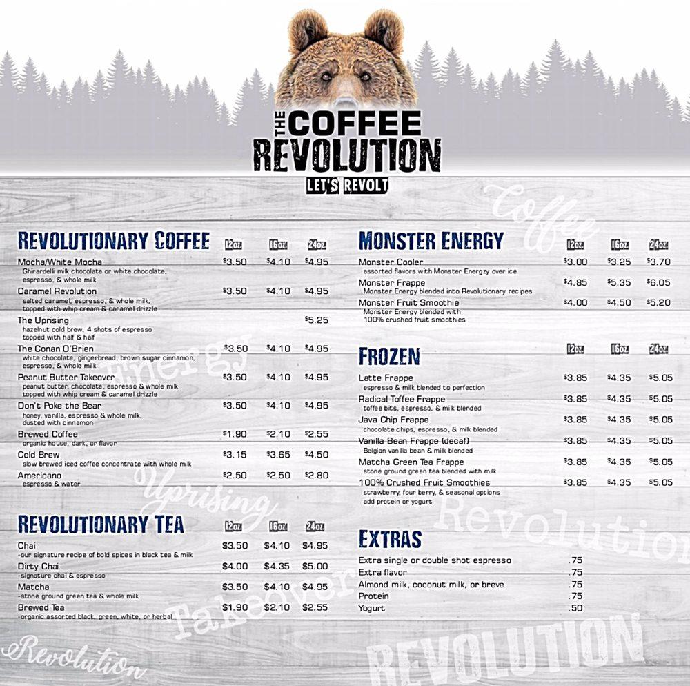 Menu at The Coffee Revolution, Davenport, N Brady St