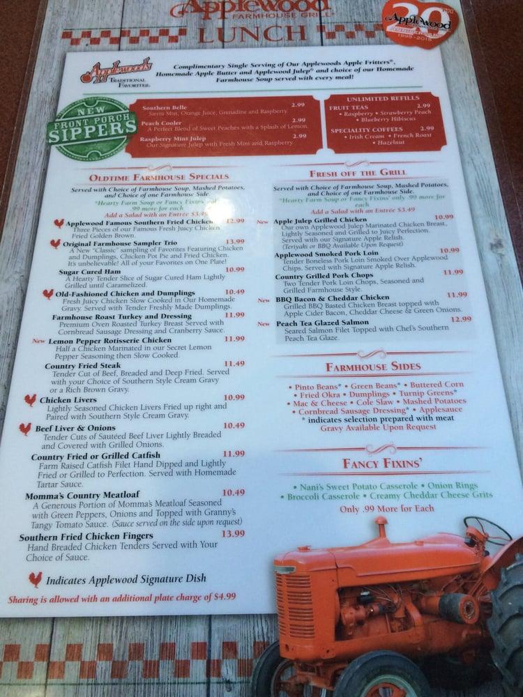Menu at Applewood Farmhouse Restaurant, Sevierville