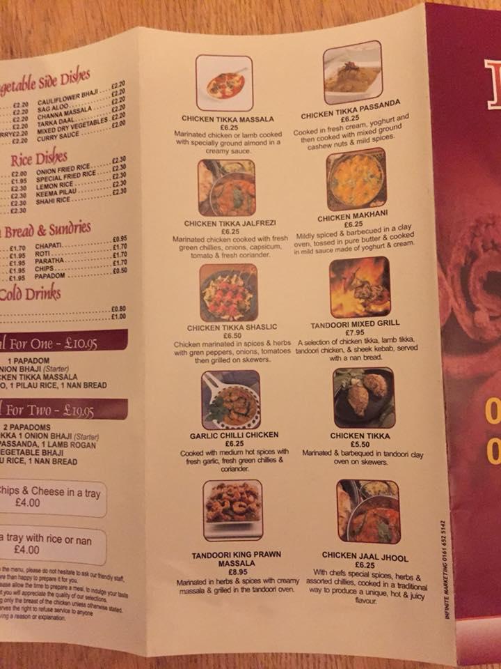 Menu at Indian Spice fast food, Whitehaven
