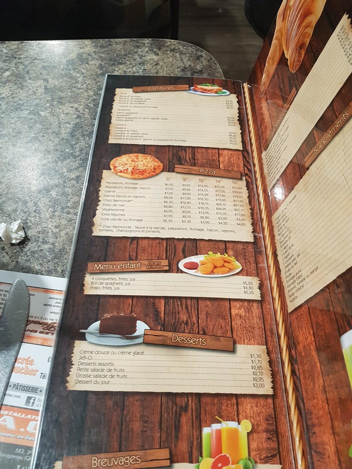 Menu de Restaurant Chez Raymonde