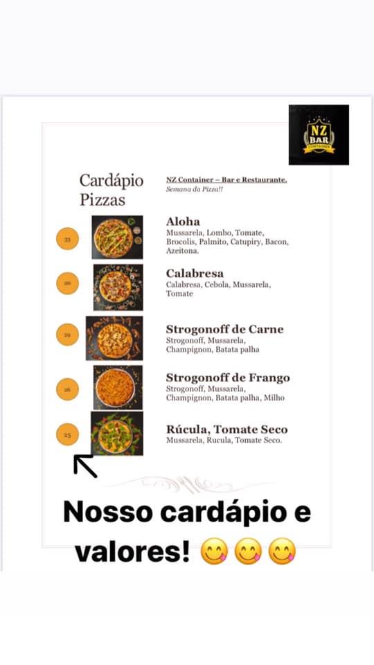 Menu at NZ Container Bar e Restaurante, Quatá