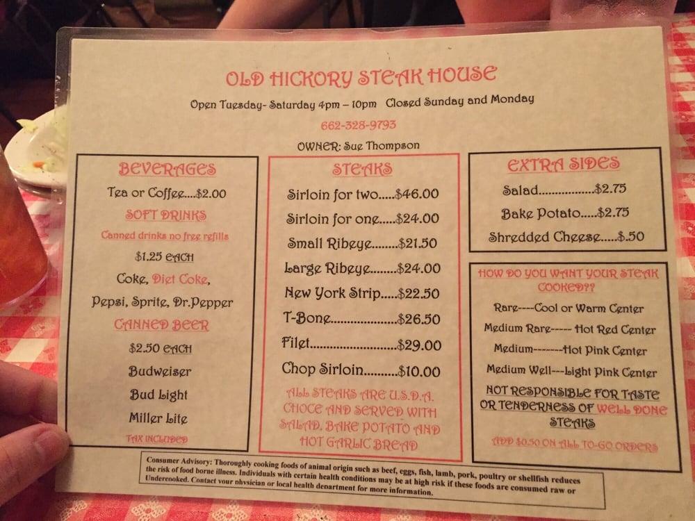 Menu at Old Hickory Steak House steakhouse, Columbus, Hwy 45 N