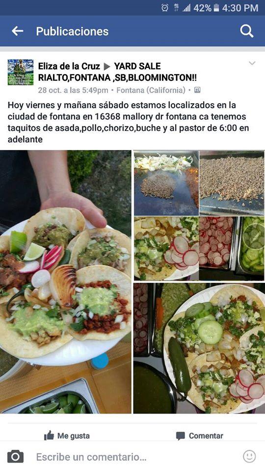 Menu at Tacos El Chakas restaurant, Fontana