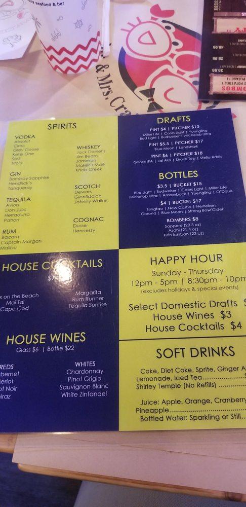 Menu at Mr. & Mrs. Crab - Dale Mabry pub & bar, Tampa
