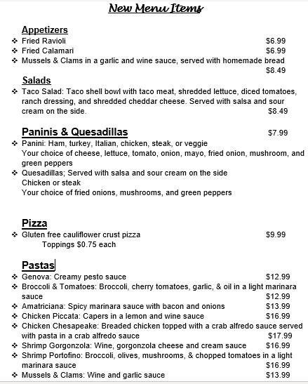 Menu at Italian Village Restaurant & Pizza, Chambersburg, Philadelphia Ave