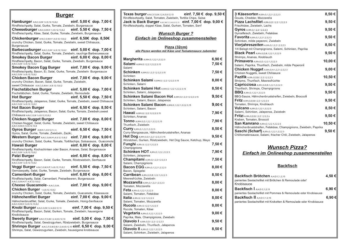 Speisekarte von Jack´s Burger and More restaurant, Uelzen