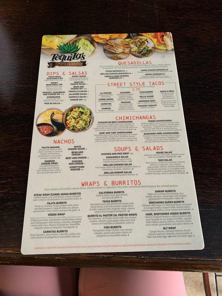 Menu at Tequilas Gastonia restaurant, Gastonia