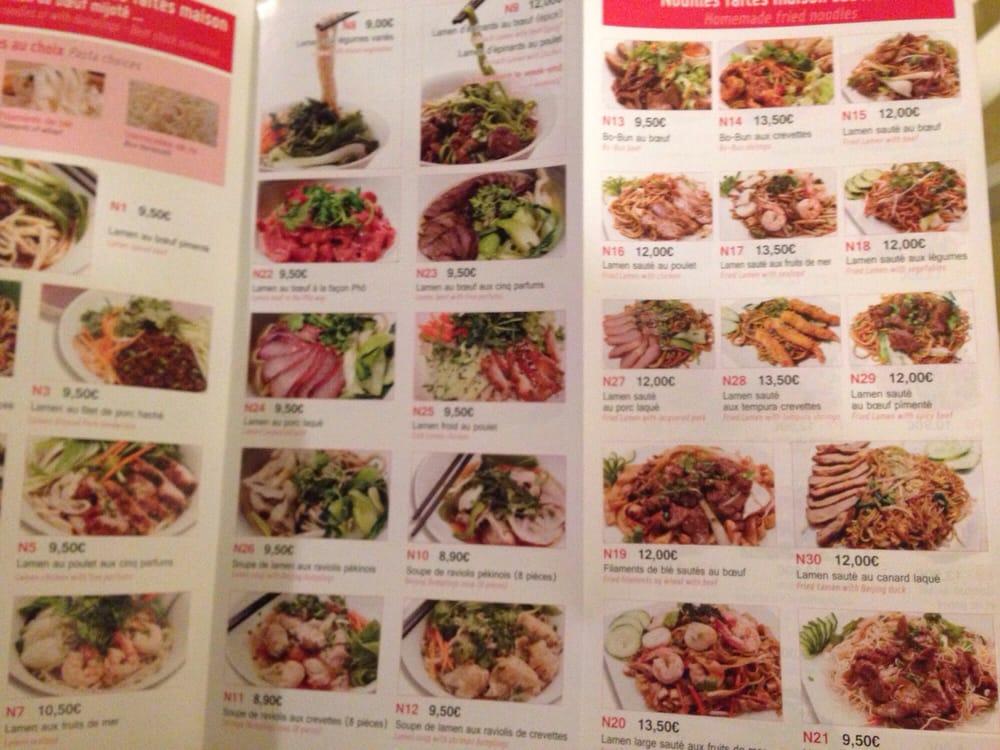 Menu at My Noodles restaurant, Paris
