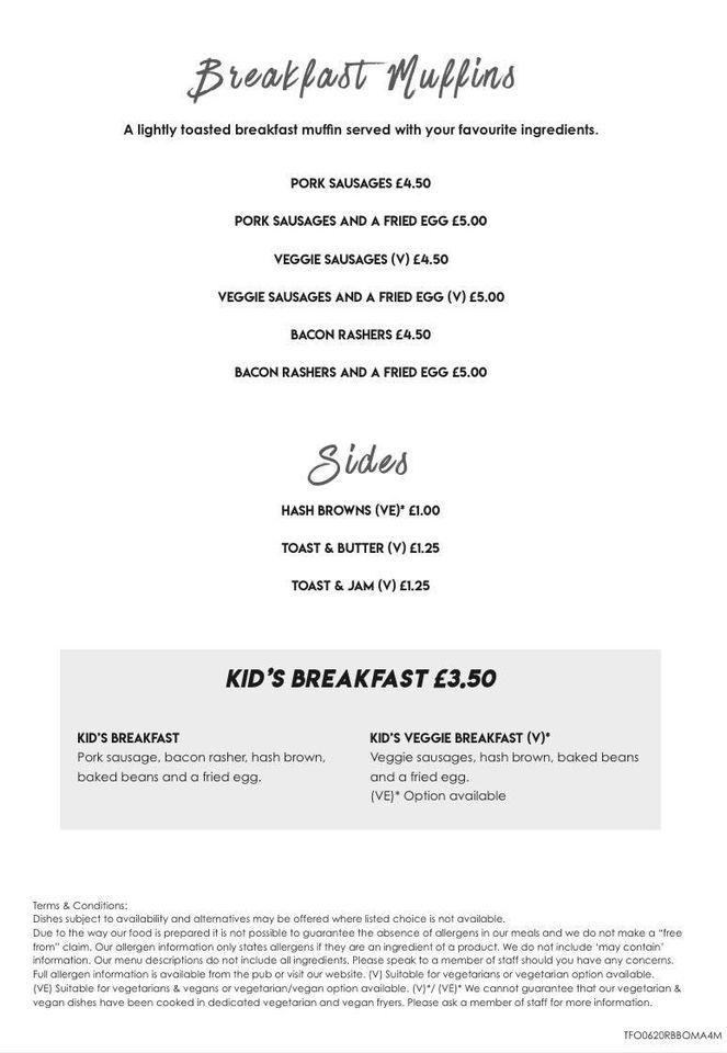 Menu at Pear Tree pub & bar, Grimsby