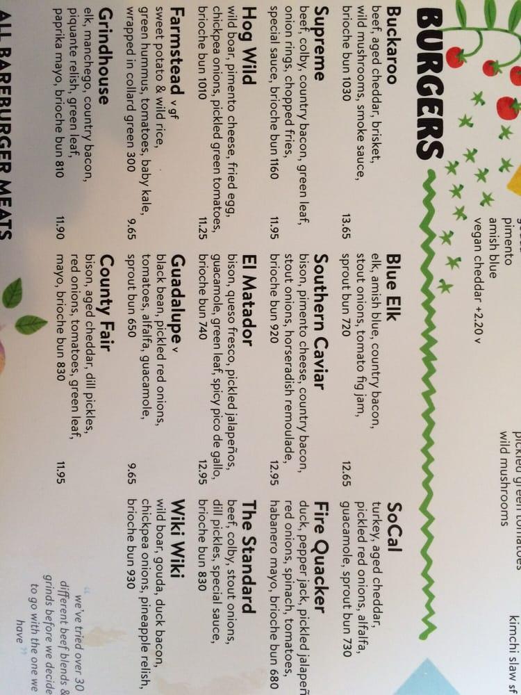 Menu at Bareburger, Stamford