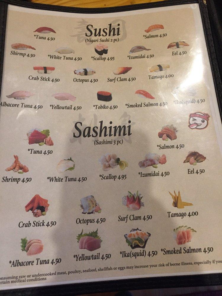 Menu at Yamato Sushi Restaurant, Kittanning