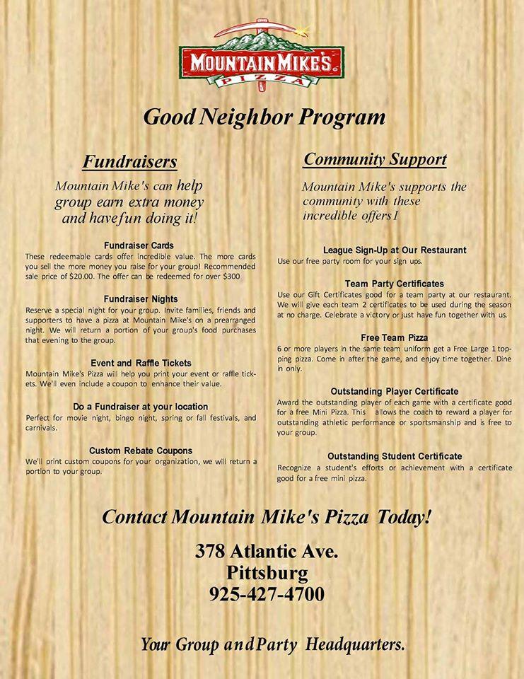 Menu at Mountain Mike's Pizza pizzeria, Pittsburg