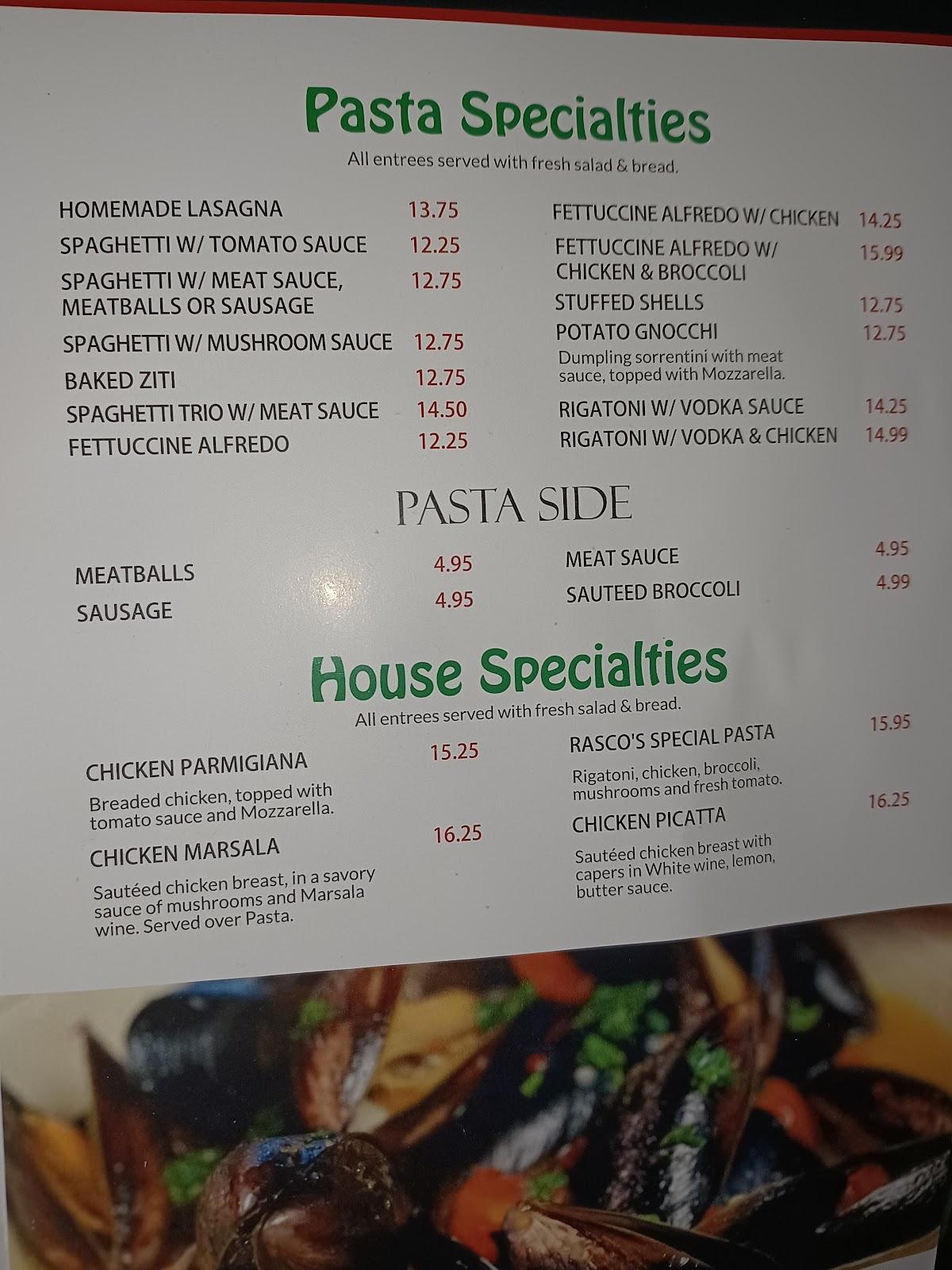 rasco pizza menu