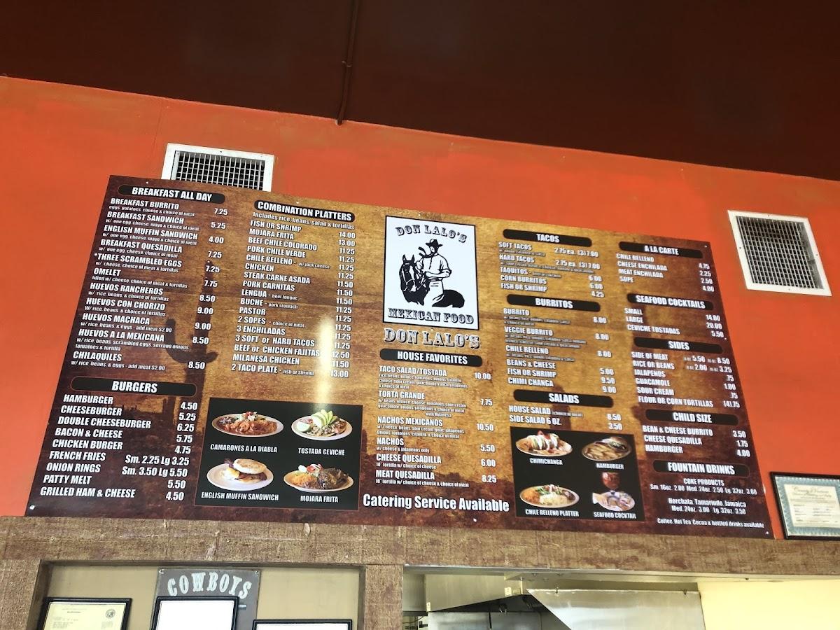 Menu at Don Lalos Mexican Food restaurant, Ojai