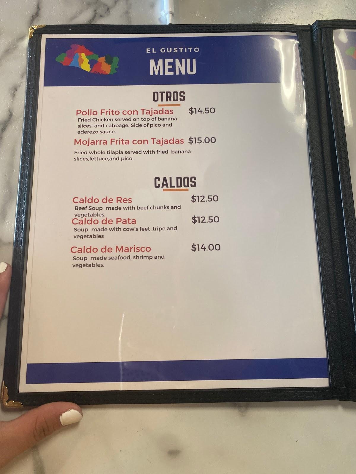 Menu at El Gustito Pupuseria y Restaurant, Coralville