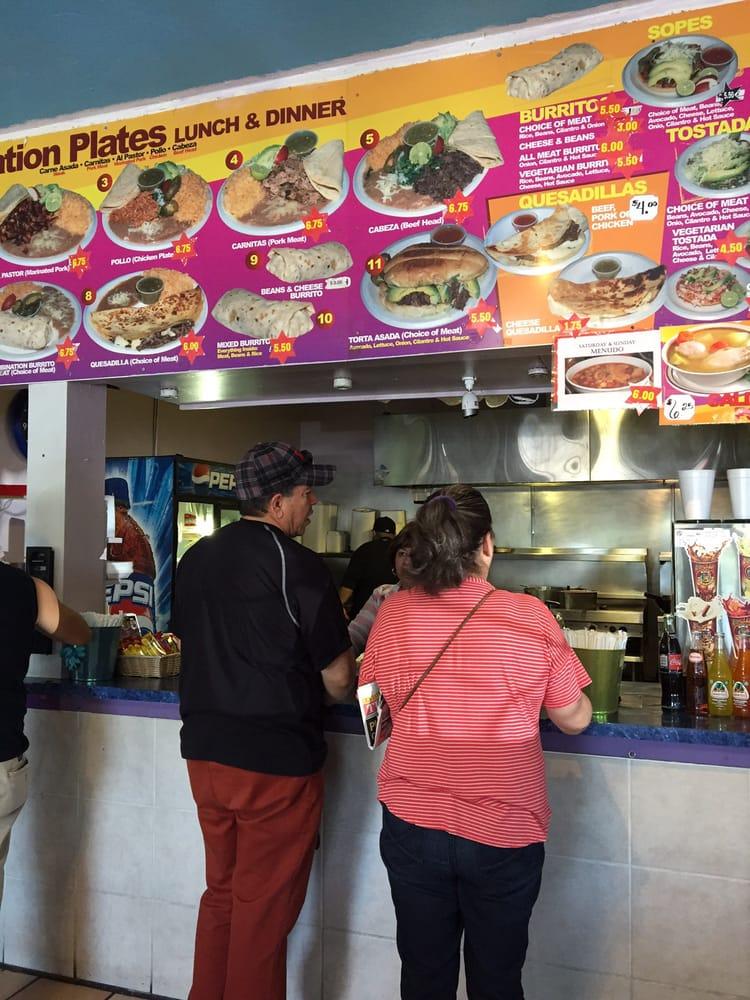 Menu at Taquería Juanitos restaurant, Tucson