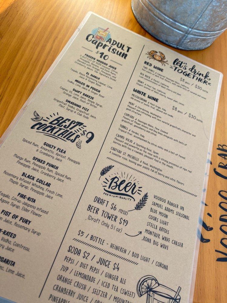 Menu at Voodoo Crab of Massapequa restaurant, Massapequa
