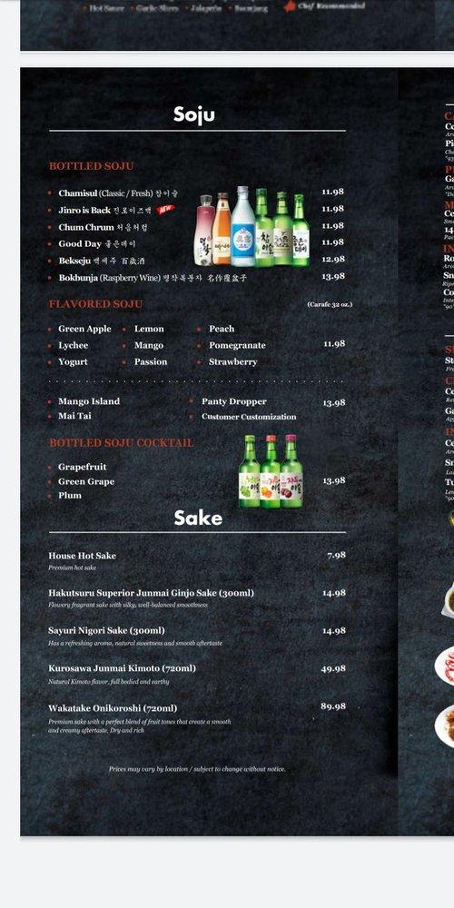 Menu at Gen Korean BBQ House, Rancho Cucamonga
