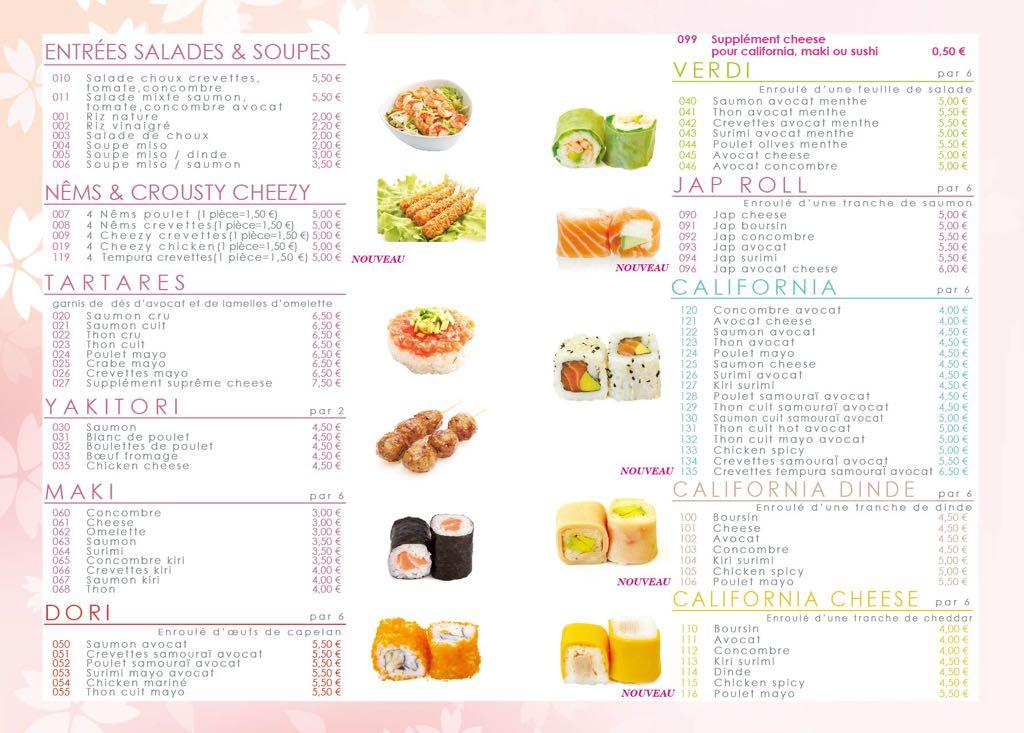 Sushi on sale time menu