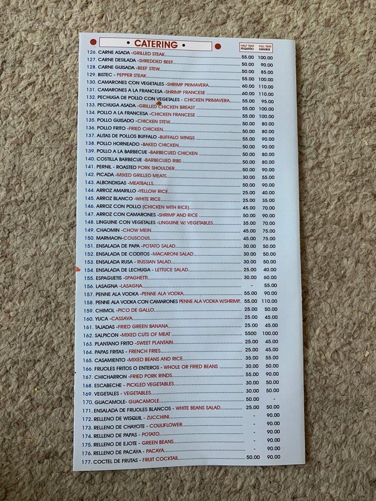 Menu at La Fonda restaurant, Levittown