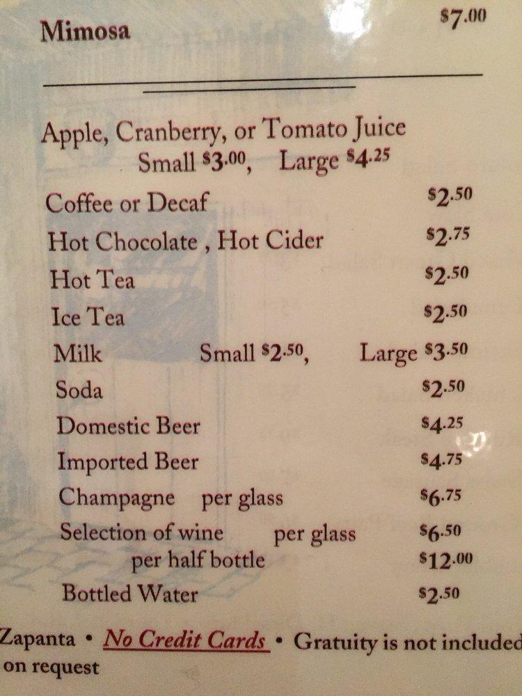 Menu at The Little Swiss Café cafe, CarmelbytheSea