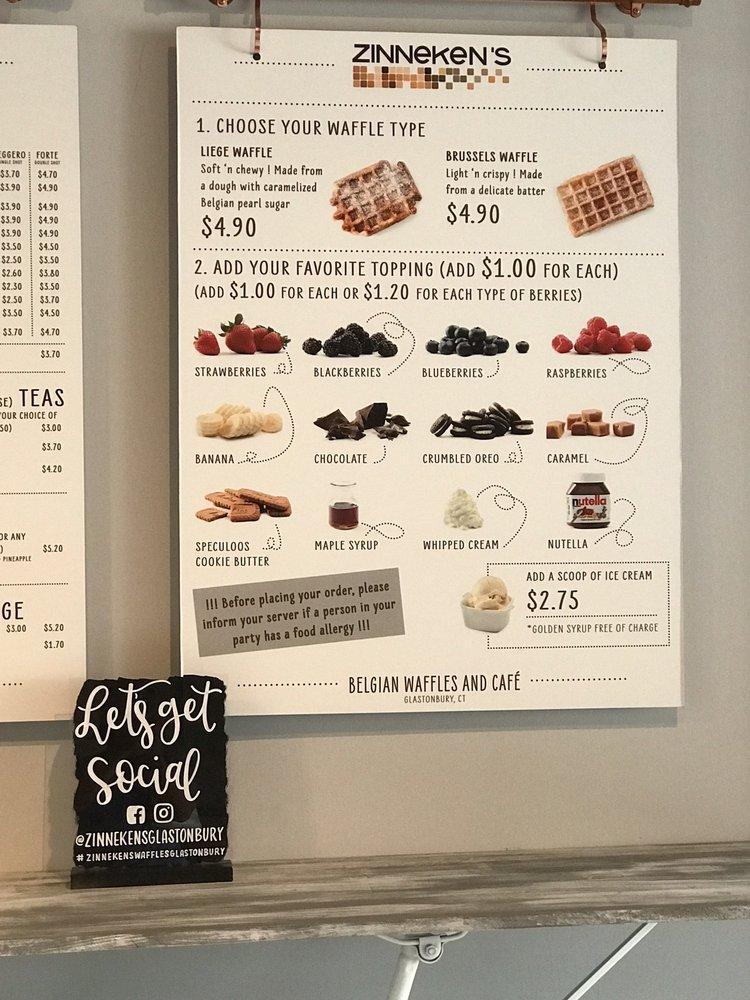 Menu at Zinneken's Belgian Waffles and Café (Glastonbury) restaurant