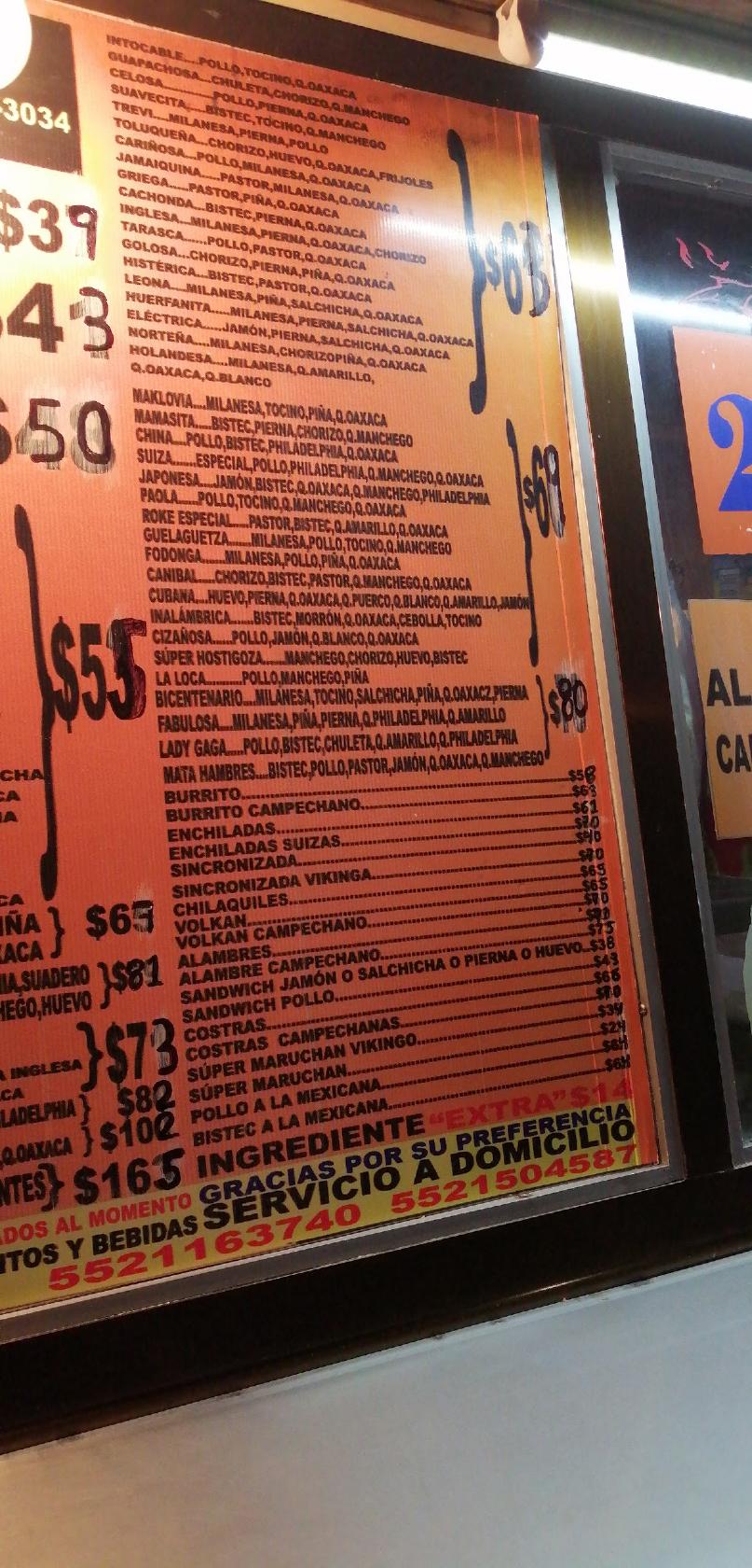 Carta Del Restaurante Tortas Vikingo Leon Naucalpan Del Ju Rez