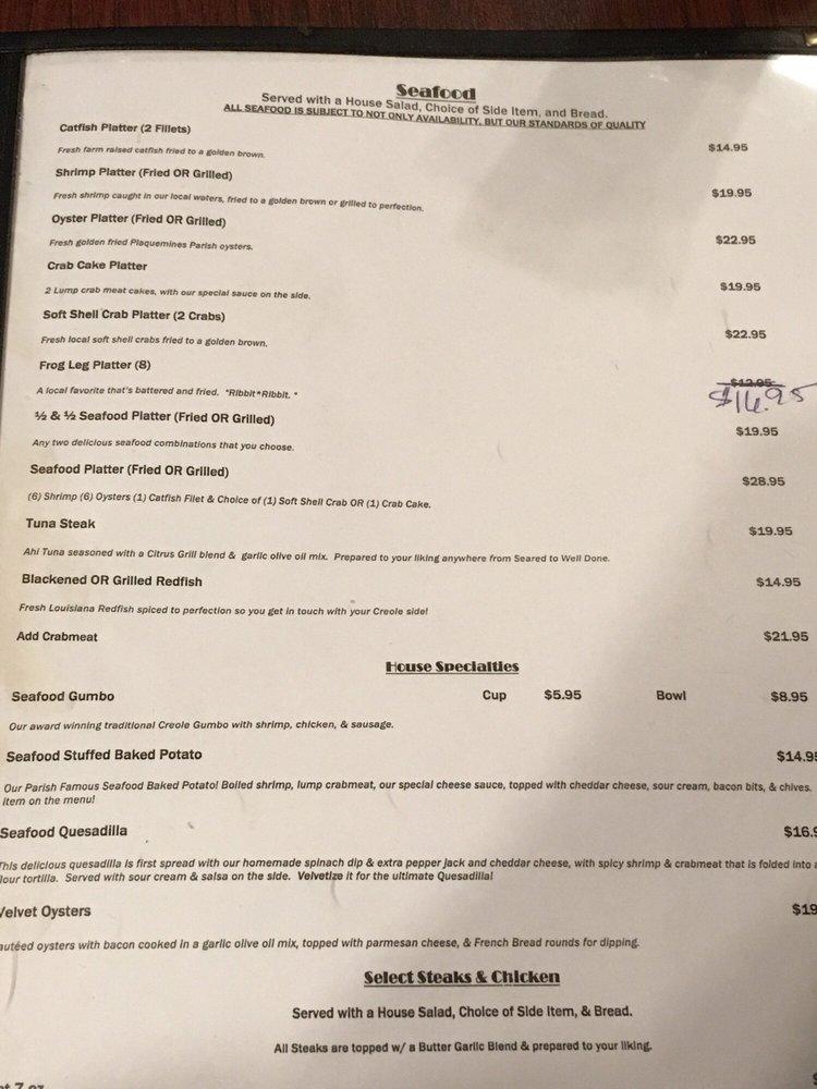 Menu at Black Velvet Oyster Bar & Grill, BurasTriumph