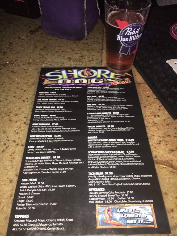 Menu at Buster's Beer & Bait pub & bar, Panama City Beach