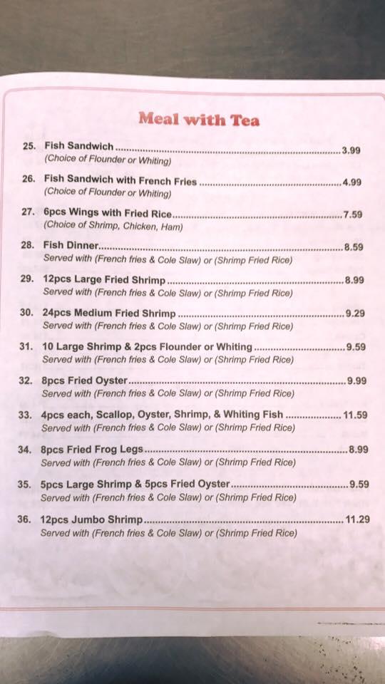 Menu at Thomson Paul's Fish Market restaurant, Thomson