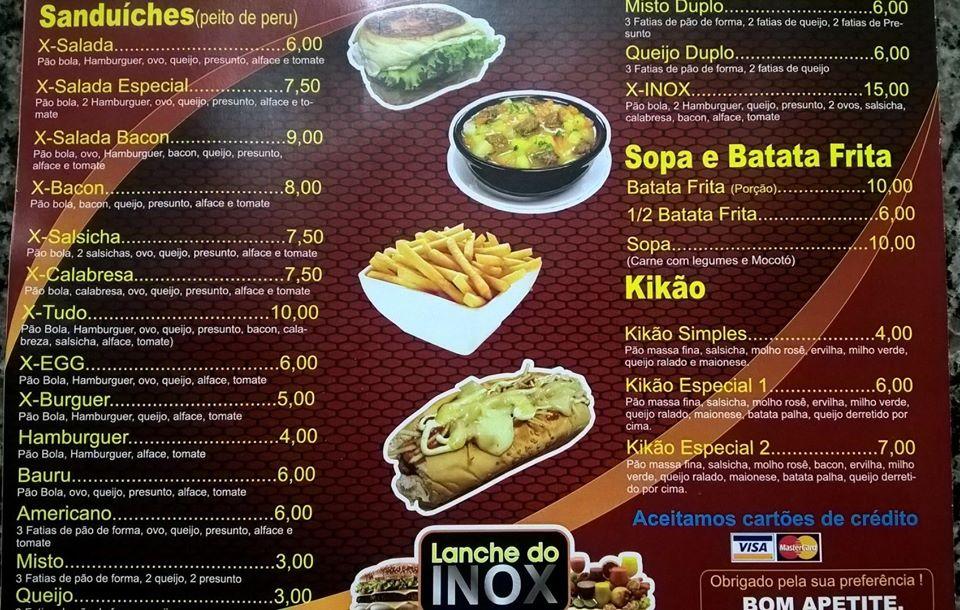 Menu at Lanche Do Inox restaurant, Manaus