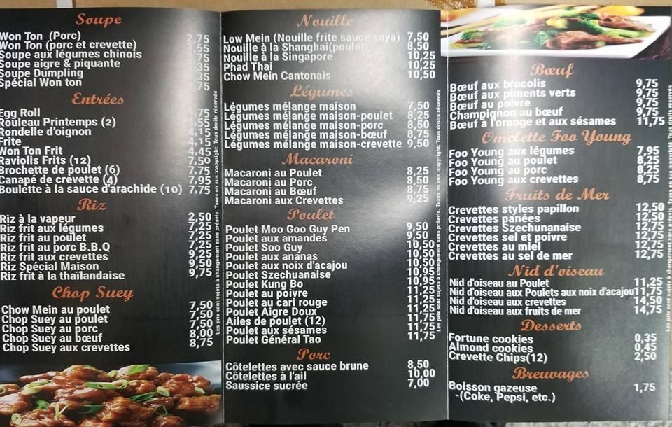 Menu At Le Pin D Asie Restaurant Saint Hyacinthe