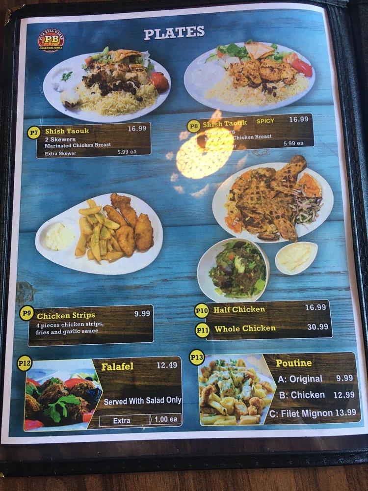 Menu at Pita Bell Kabab restaurant, Ottawa, Carling Ave