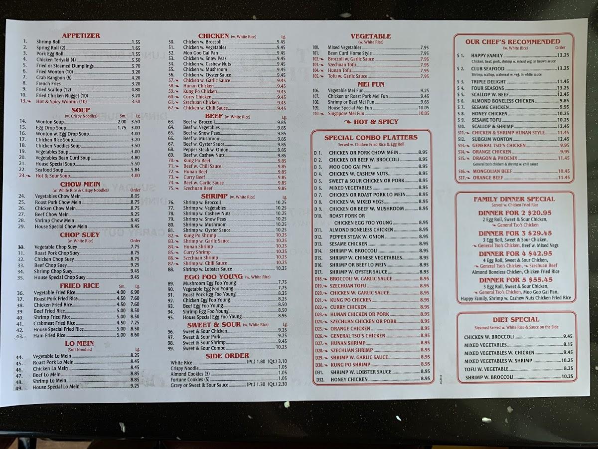 Menu at Great Wall Buffet restaurant, Standish