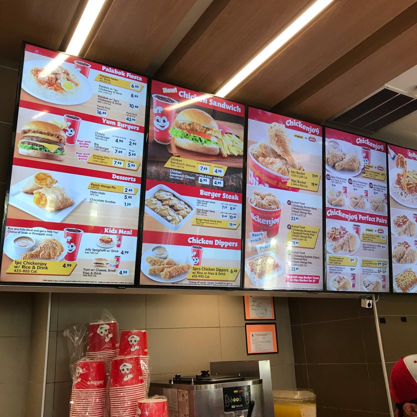 Menu at Jollibee fast food, Jacksonville, Atlantic Blvd