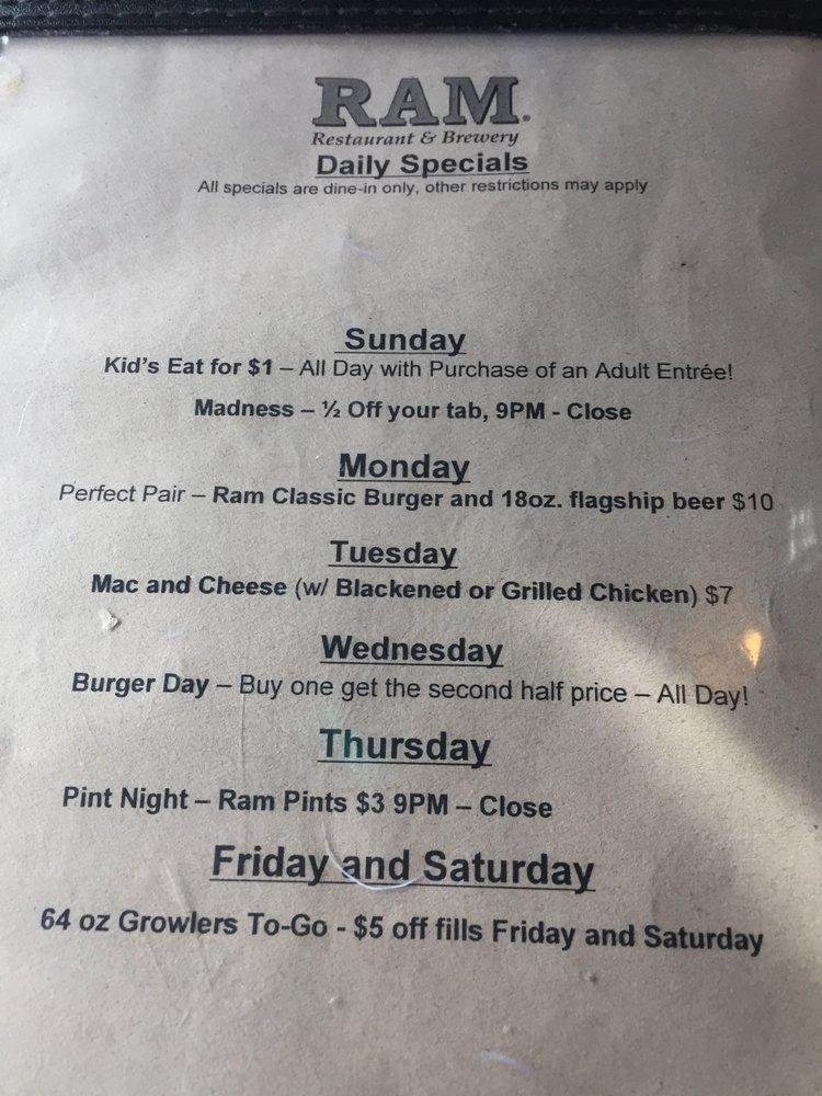 Menu at Ram Restaurant & Brewery, Lacey, Freedom Ln NE c