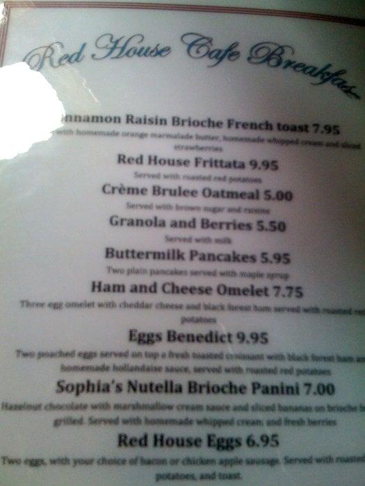 Menu at Red House Cafe, Pacific Grove